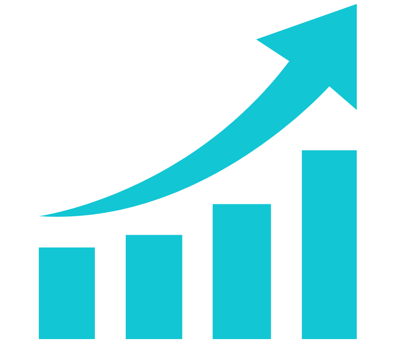 แผนภูมิแท่งแสดงการเติบโต พร้อมลูกศรชี้ขึ้น สื่อถึงความก้าวหน้าและความสำเร็จ
